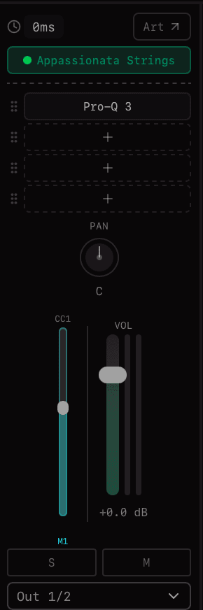 Location of articulation map button in mixer channel